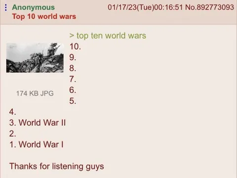 Top Ten World Wars