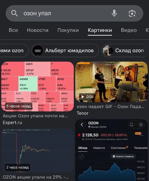 Озон упал — поиск мемов