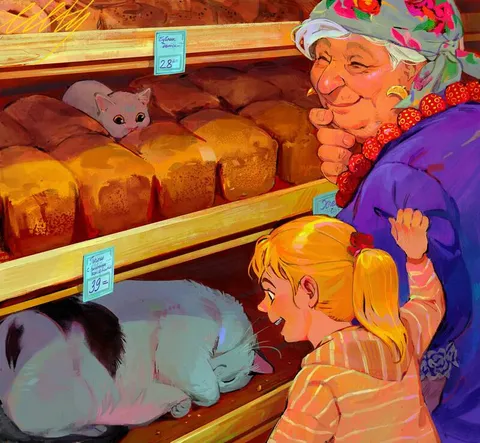 Котики среди хлеба