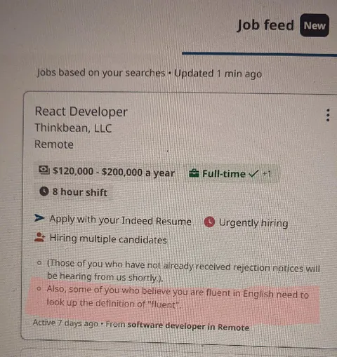 Fluent English Job Rejection