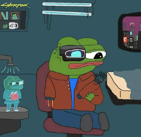 Cyberpunk Pepe at the Desk