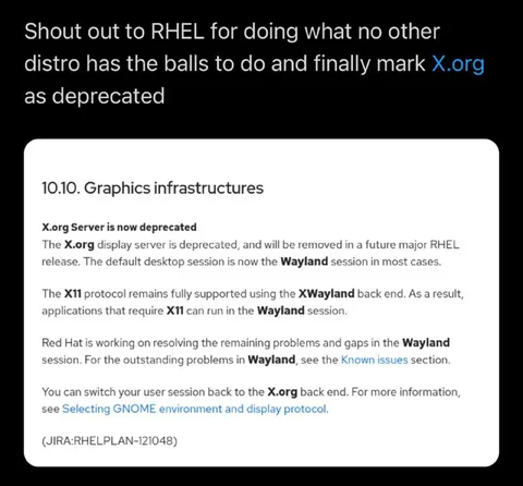 RHEL Finally Deprecates X.org