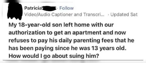 Eighteen-Year-Old Stops Paying Parents