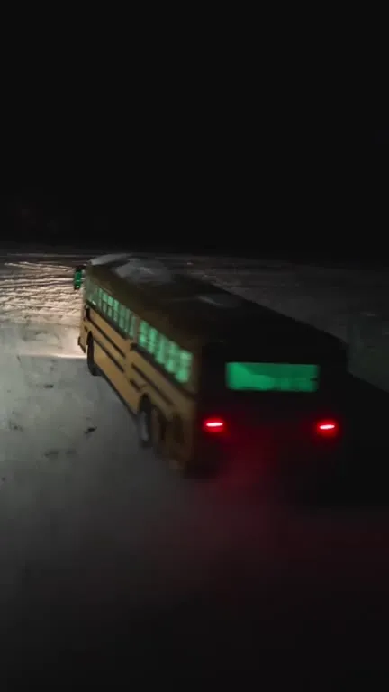 Gangster School Bus in the Snow