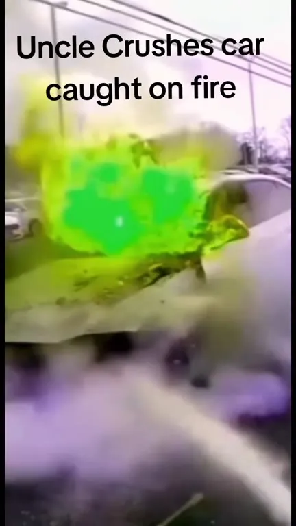 Uncle Crushes Car Caught on Fire