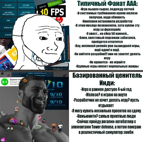 Типичный фанат AAA и инди