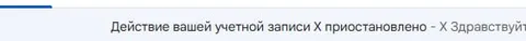 Учетная запись X приостановлена
