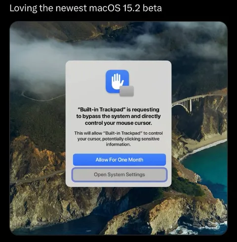 macOS Trackpad Wants Control