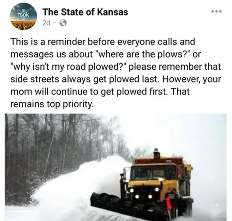 Kansas Snowplow Priority Joke