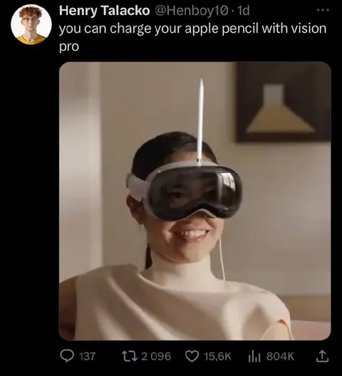 Charging Apple Pencil With Vision Pro