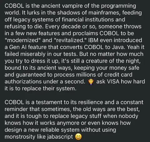 COBOL Ancient Vampire of Programming