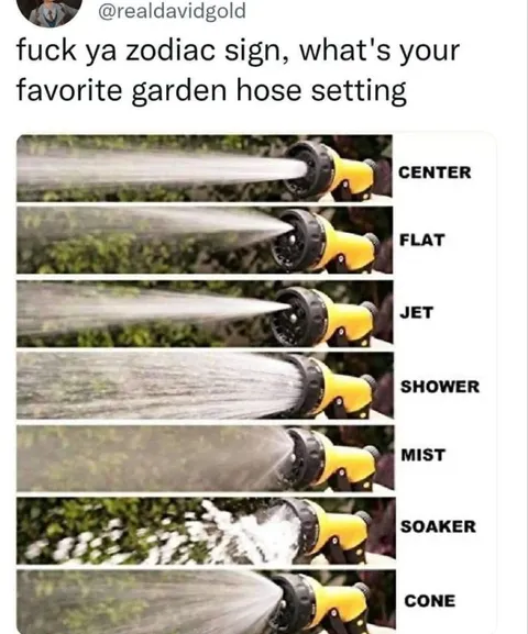 Zodiac Sign Garden Hose Setting