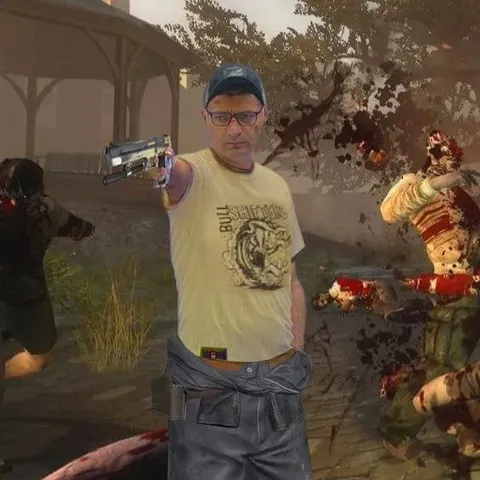 Man Shoots Zombies in a T-Shirt