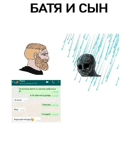 Батя и сын ждут дождь