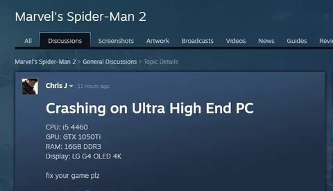 Spider-Man 2 Crashing on High-End PC