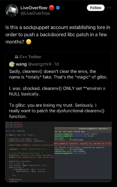 Sockpuppet Account Pushes Backdoor Patch