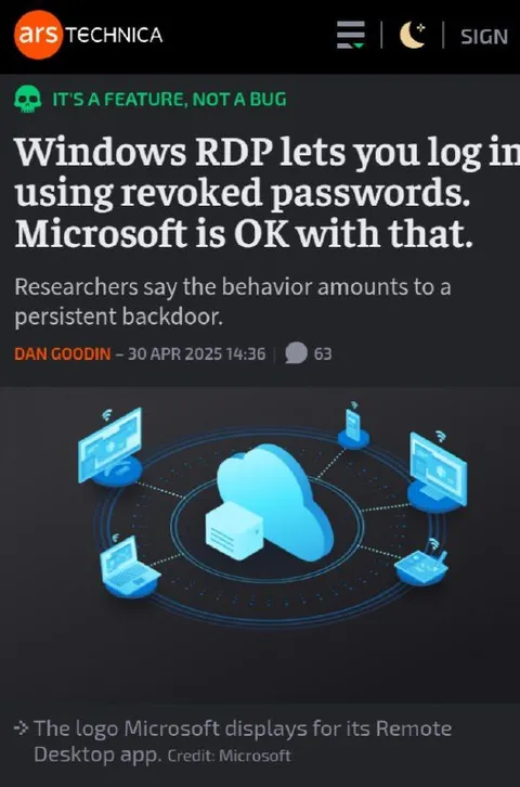 Windows RDP Reuses Revoked Passwords