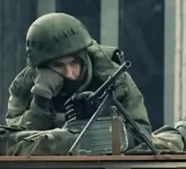 Солдат устал на позиции