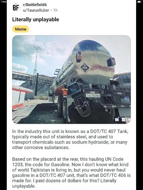 Literally Unplayable Gasoline Tanker