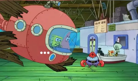 SpongeBob Arrives in a Submarine