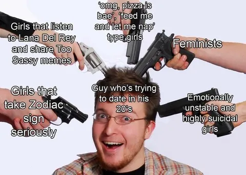 Guy Surrounded by Red Flags