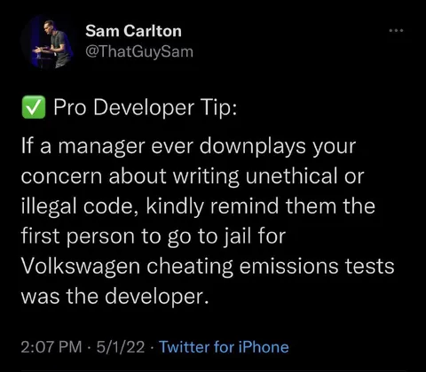 Unethical Code Developer Tip