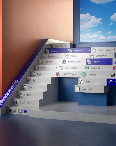Windows 98 Start Menu Staircase