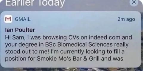 Biomedical Degree for a Bar Job