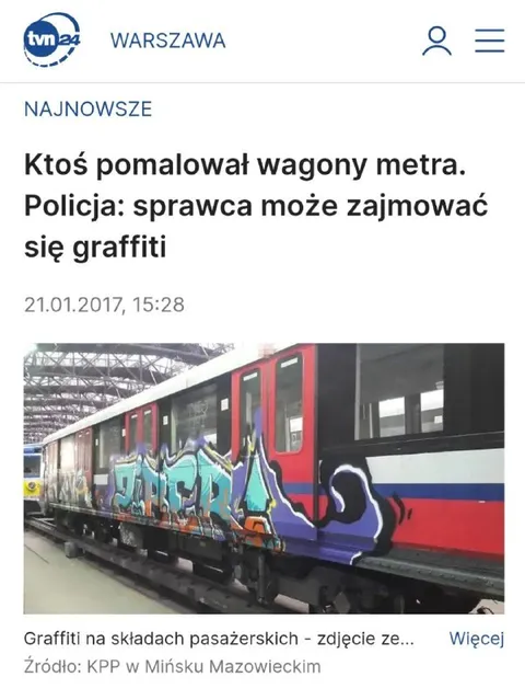 Graffiti na wagonach metra