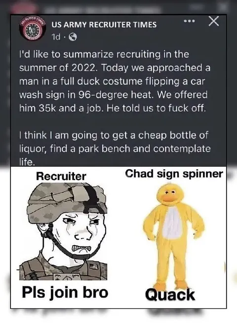 Recruiter Meets Chad Sign Spinner