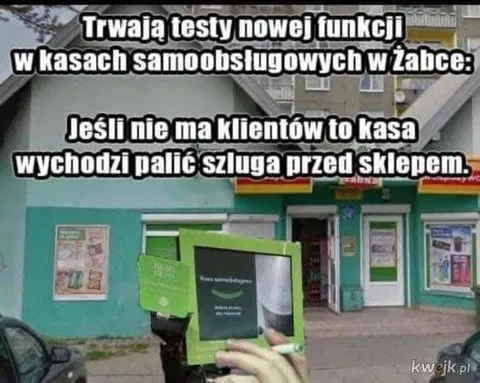 Kasa wychodzi palić szluga
