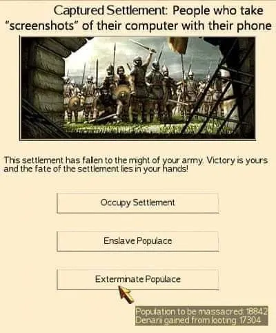 Captured Settlement Screenshot Meme