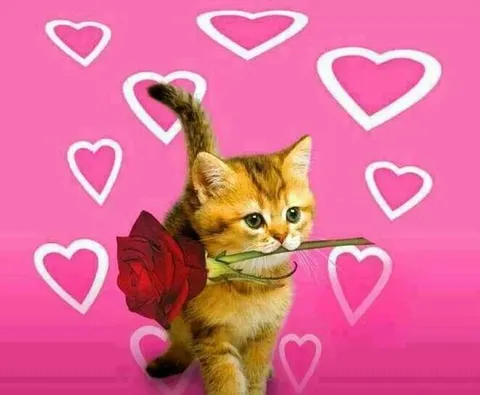 Котёнок с розой