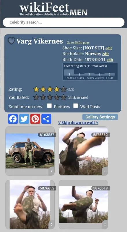 Varg Vikernes WikiFeet Rating
