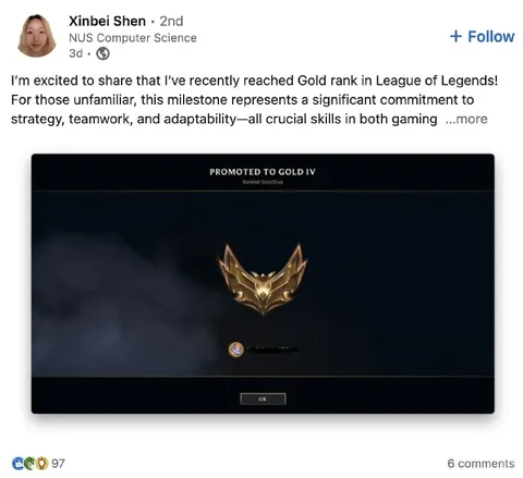 LinkedIn Gold Rank Achievement
