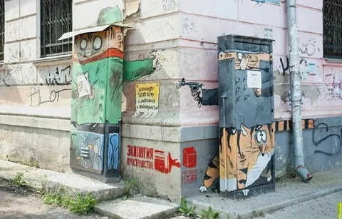 Мультяшные мусорные баки с пистолетом