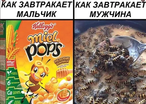 Как завтракает мальчик и мужчина