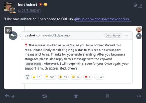 GitHub Issue Begging for Stars