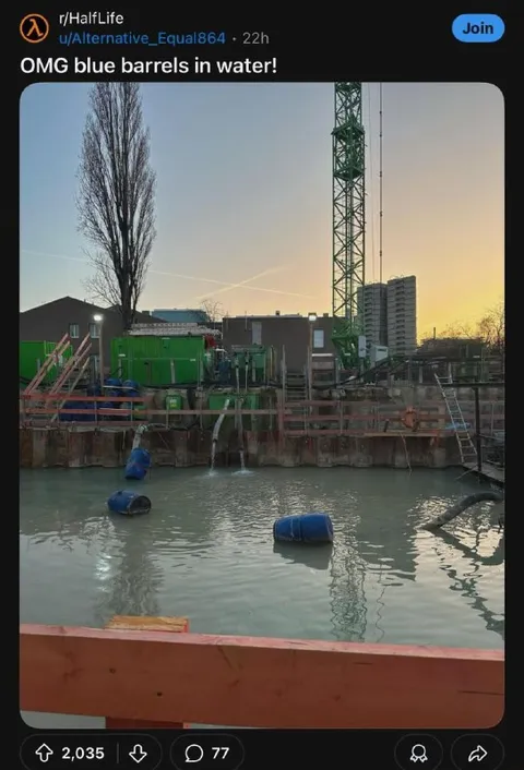 OMG Blue Barrels in Water