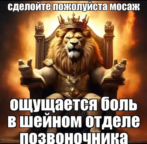 Лев с болью в шейном отделе