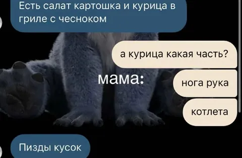 Мама объясняет части курицы