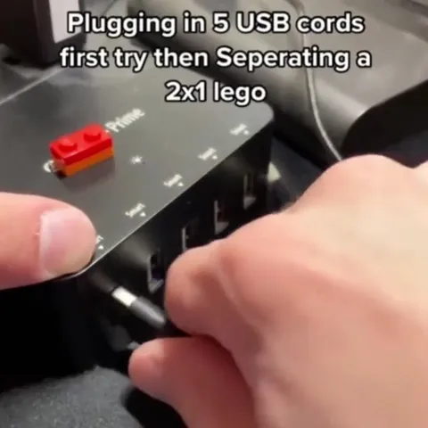 Five USB Cords vs One Lego