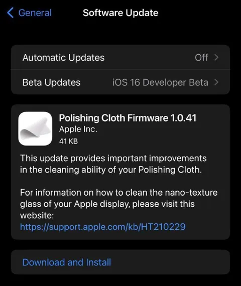 Polishing Cloth Firmware Update