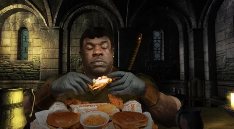 Рыцарь ест Popeyes