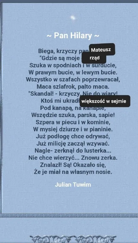 Pan Hilary szuka okularów