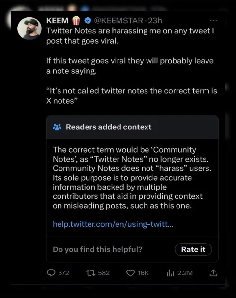 Twitter Notes Corrective Community Note