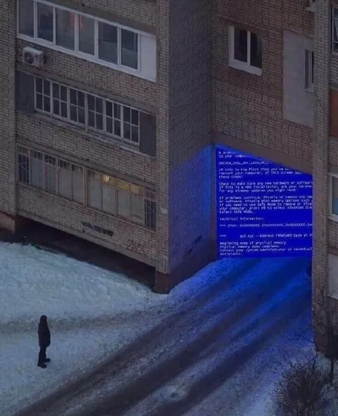 Blue Screen on a Building