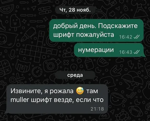 Рожала там Muller шрифт везде