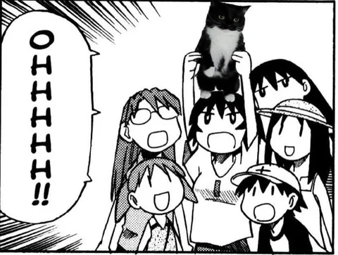 Anime Group Holds a Cat