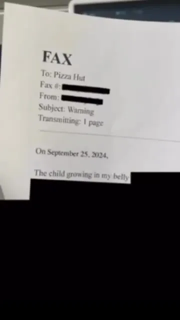 Fax Warning to Pizza Hut